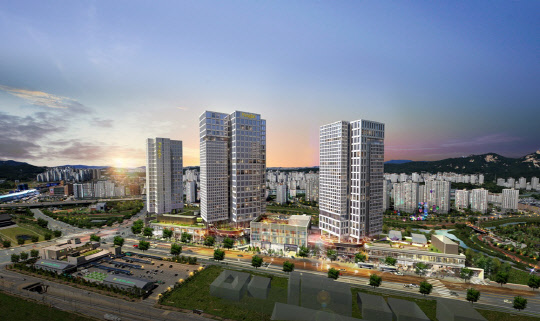 동양건설산업이 경기도 남양주 별내지구에서 2차 분양에 나서는 프리미엄 복합단지 '별내역 파라곤 타워' 투시도. 동양건설산업 제공